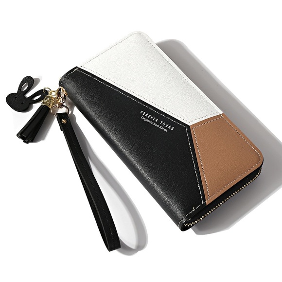 Handbags - Vegan Leather Geometric Clutch Wallet Checkbook